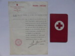 Documents for member of Red Cross in Barcelona. 1937. The Red Cross was a recipient of international aid.