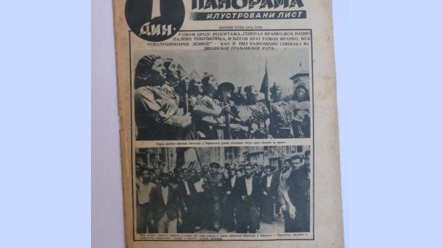 Yugoslavian women's magazine Panorama, dated 29 August 1936, featuring a several-page photo report on the start of the Spanish Civil War.